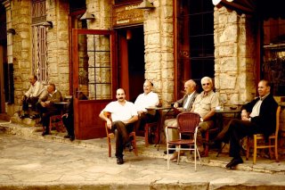 Greek guys at a kafeneio